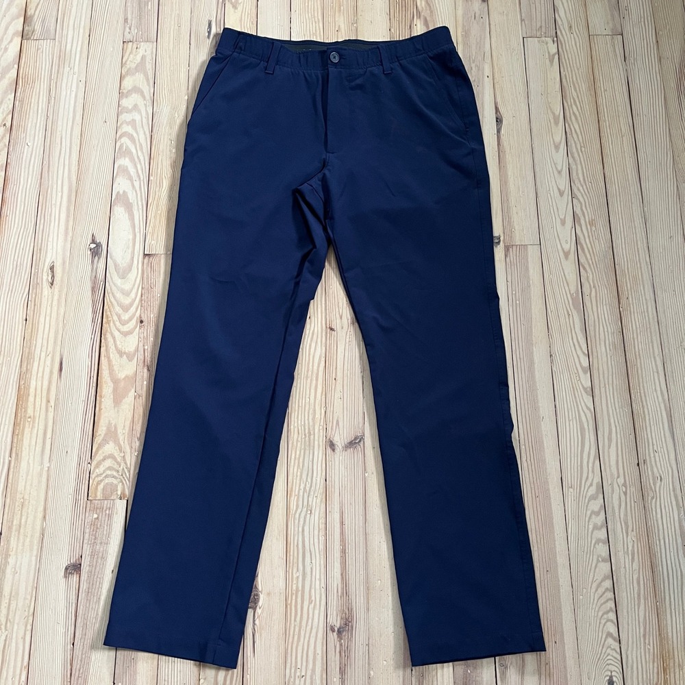Under Armour Men Navy‎ Blue Golf Chino Pants 36x32 Athletic fit Stretch preppy